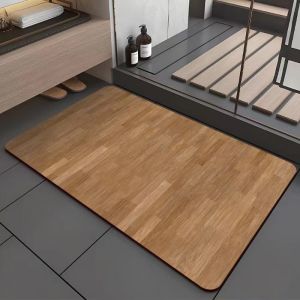 Wood Printing Bath Mat Foot Mats Absorbent Quick Dry Toilet Rugs Bathroom Non-slip Shower Carpet Doormat Washable Easy To Clean
