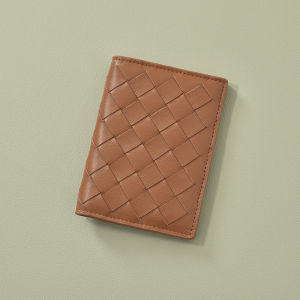 Handwoven Short Leather Wallet Sheepskin Genuine Leather Bifold Button Coin Purse Driver License Clip Business Card Holder for Men And Women