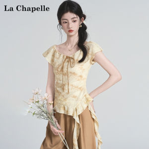La Chapelle | Ombre Tie-dye Flounce Hem Batwing Sleeve T-Shirt for Women