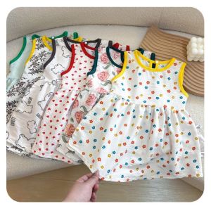 ชุดเดรสเด็ก ชุดเด็กผู้หญิง แขนกุด ผ้าพริ้ว โปร่ง สบาย ไซส์ 80-110