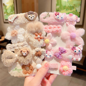 Adorable Plush Hair Clips for Girls Baby Princess Front Bangs Side Clips Non-Damaging Hair Accessories Autumn Winter Kids