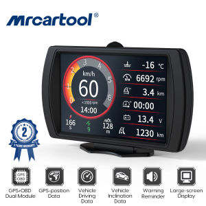 【MRCARTOOL M90】Smart Car Head Up Display OBD2 GPS HUD Driving Speed & Altitude Display Speedometer Clear Faulty Code OBD2 Smart Gauge