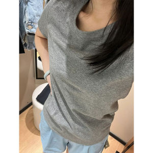 White Slim Fit Short Sleeve T-Shirt Womens Korean Style Casual High Waist Cotton Basic Versatile Summer New Arrivals Top