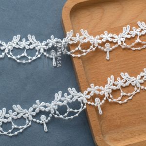 High-End Gold Thread Double Color Water-Soluble Lace 3cm Wide DIY Handmade Clothing Accessories Floral Trim Embroidery