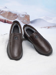 Old Beijing Mens Cloth Shoes Winter New Style Anti-slip Thickened Warm Casual Leather Shoes for Middle-aged And Elderly