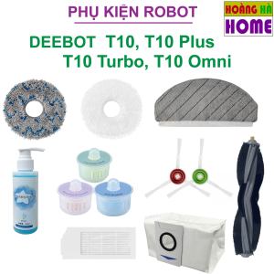 Phụ kiện robot hút bụi tương thích robot Ecovacs Deebot T10 T10 Turbo T10 Omni - Phụ kiện chổi cạnh khăn lau chổi giữa màng lọc túi rác chất lượng cho robot hút bụi lau nhà