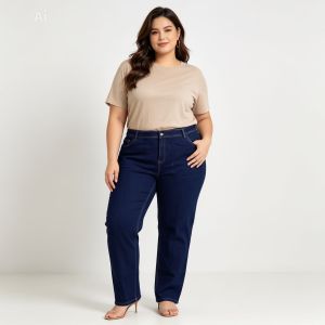 Straight cut womens jeans stretchable straight fit long pants light blue dark blue casual fit use