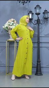 Gamis Wanita Crinkle Polos Premium - Dress Dewasa Busui Daily - Tidak Nerawang