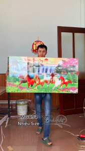 Tranh bát mã treo tường tranh ngựa phong thuỷ Tranh treo tường mã đáo thành công tranh ngựa bát mã tráng gương MQC94