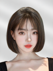 MENGSIQIAN | Stylish Natural Full-head Short Bob Wig All Human Hair Round Face