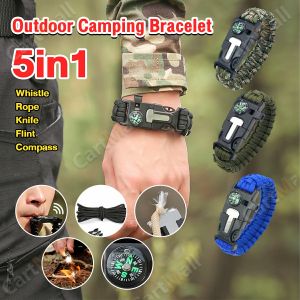 Outdoor Camping Bracelet With Whistle Flint Fire Starter Nylon Bracelet 3.2m Rope Wild Survival