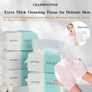 100PCS Biodegradable Face Towels | Premium Cotton Makeup Remover | Extra Thick Hypoallergenic Cleansing Tissue