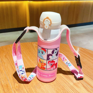 Universal Portable Elastic Water Cup Cover Cartoon Thermal Insulation Handheld Diagonal Crossbody Anti-fall Children Heat Protection