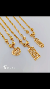 [VJ]NEW!! Cop916 Necklace “Choker Abacus” 999.9 Bangkok Gold Plated N22 Adults L:43cm <Rantai Leher Choker Sempoa>