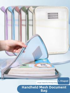Transparent L-shaped File Bag Mesh Organizer
