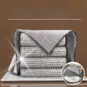 Upgraded Thickened Steel Wire Dishwashing Cloth Net Non-Stick Oil Cleaning Cloth Home Kitchen Dual-Purpose Steel Wool Cloth