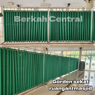 Gorden sekat ruangan hijab masjid mewah panjang 3 meter warna hijau botol