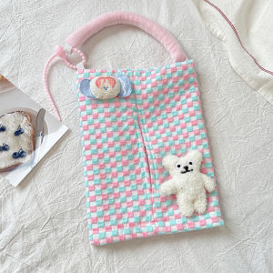Cute Decorative Hanging Style Tissue Box Car Use Drawstring Paper Towel Holder Fabric Art Napkin Storage Bag Cartoon Element