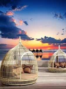 Outdoor Wicker Lounger Bed Modern Simplicity Design Masterfully Crafted Metal Frame Detachable Artistic Pattern Luxury Quality