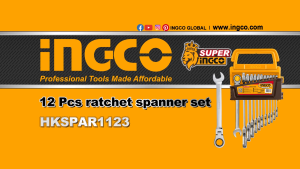INGCO 12PCS FLEXI RATCHET COMBI SPANNER SET 8~19MM HKSPAR1123