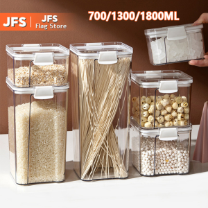 JFS Snap Lock Airtight Container Plastic Canister Snack Food Sealed Storage Box Stackable Pantry Cans Tank Jar Organizer