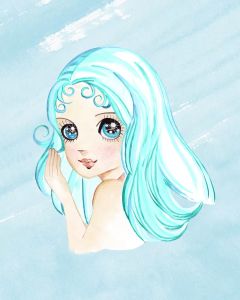 T-Shirt iCONiC Danielle ยืด ลายตุ๊กตา ตาโต ผมสีฟ้า พิมพ์ลาย ลุมบริเวณ เสื้อยืดผญ เสื้อแฟชั่น เสื้อแฟชั่นผญ เสื้อออกงาน เสื้อทำงาน เสื้อไฮโซ