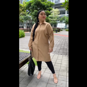 Plus Size (XL-4XL) Baggy Waffle Ironless Como Tunic Kemeja Blouse Muslimah (4900)