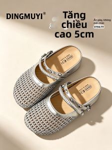DINGMUYI | Dép Xăng Đan Nơ Cắt Khuyết MESH Chiều Cao Đế 5CM