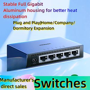 Switch Gigabit 5 port 8 10 Gigabit 2.5g Network Splitter poe network cable fiber optic cat routing switches Ethernet converter multi-interface 4 expansion shunt 100 megabit home broadband monitoring special