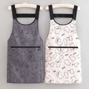 Adult Apron Cute Oil-resistant Wearable Kitchen Cooking Dining Home Use Coverall Can Be Worn outside Work Uniform Canvas Material
