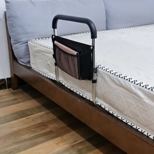 LESTOP Safety Bed Rail Adjustable Bed Handrail Foldable Armrest Get Up Handle Bedroom Secure Bed Guard Assist Rail Bar Handle with Storage Bag Secure Assisting for Elderly Expectant Mother Aid