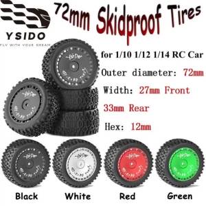 Lốp Trước/sau 72mm HEX 12mm Dành Cho Xe Địa Hình RC Tỷ Lệ 1/10 1/12 1/14 Tương Thích Với Wltoys XK 144001 144010 124019 124017 124016 ZD Racing BX12
