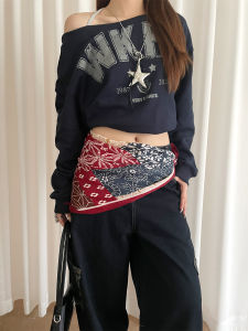 Khăn Choàng Nhỏ in Họa Tiết Đỏ Phong Cách Dân Tộc Cổ Điển Dành Cho Nữ Phụ Kiện Thắt Lưng Thiết Kế Độc Đáo Khăn Choàng Thời Trang