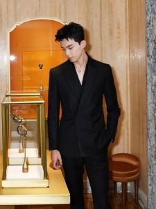 WuLei Korean Style Casual Tailored Mens British Fashion Pad Shoulder High End Sensation Slim Fit Iron Free Jacket Trendy