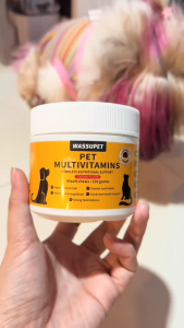 WASSUPET 45chews/box Pet Multivitamin Chew for Dog and Cat Treats Support Joints Digestion Skin and Immune Support Pets Appetite Booster Immunity & Energy Boost for dog and cat 100g