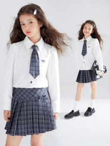 MUCMUKN | Checker Tie Plaid White Long Sleeve Shirt for Girls 60 Count High Density