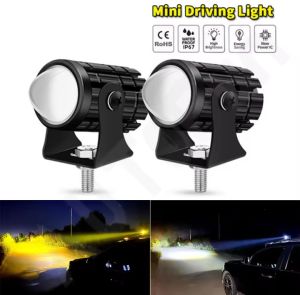 2Pcs Lampu Tembak Sorot LASER GUN LED V12 D2 Mobil Motor 30Watt 2 Warna Putih Kuning Mini 30 Watt 30W Laser
