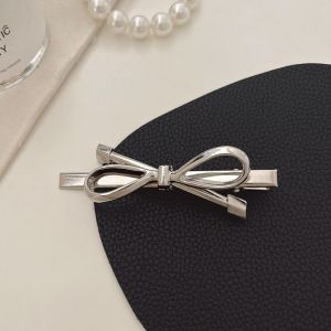 Silver Bows Side Broken Hair Clip Headdress Hairpin Womens Western Style Duckbill Clip Hairpin Height Ponytail Hair String K-style