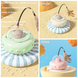 Smart Teaser Cat Toy Electric UFO Cat Teaser Stick Auto Training Pet Toys Removable Feather and Bell Interactive Cat Supplies
