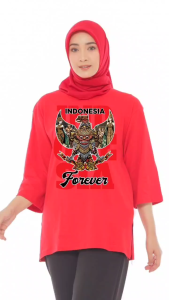 forever kaos atasan oversize wanita lengan 7/8 lambang garuda indonesia