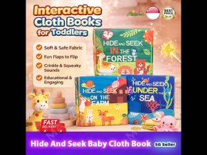 【SG Ready Stock】Baby Cloth Book Hide And Seek Series★Soft Crinkle Sensory Book for Toddlers✅Early Learning Toy✅Montessori Baby Toy✅Christmas/Birthday Gift/Presents✅
