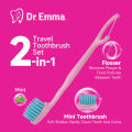 Dr. Emma 2-in-1 Travel Toothbrush Set | Disposable Portable Kit with Mini Toothbrush, Flosser & Toothpaste | Mint Fresh Breath,. 