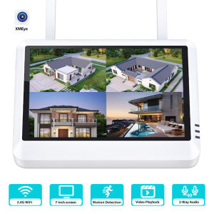 8CH Wireless 7-inch LCD Monitor NVR Screen With WIFI Home Security Recorder System Video Surveillance H.265 Monitor XMeye