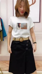 Fashionable Short Sleeve round Neck Womens Set Summer Outfit Korean Style Two-Piece Suit Popular T-Shirt Shorts Skirt Combo