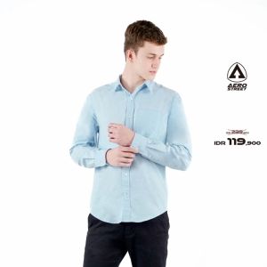 Aerostreet Kemeja Oxford Panjang Clovis Light Blue QFB2A