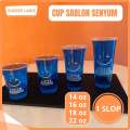 CUP PLASTIK SABLON SENYUM MENYEGARKAN UKURAN 14 OZ 16 OZ 18 OZ 22 OZ 1 SLOP | CUP JUMBO | CUP ES. 