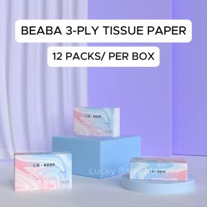 Beaba Biba Babe Wood Pulp 3 Ply Extra-Smooth Household Tissue Paper 120 Sheets Facial Towels Napkins Sensitive Skin Tissue