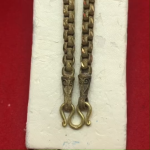 สร้อยคอทองเหลืองโบราณลายผ่าหวายพ่นทรายตัดลาย ความยาว 24 นิ้ว งานทองเหลืองแท้ งานดิบไม่ได้ชุบ ทองเหลืองโบราณ