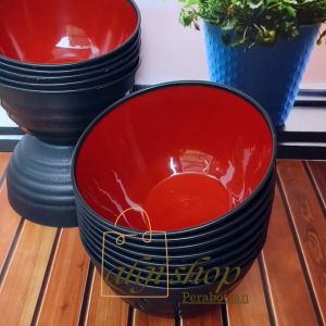 Promo 6Pcs Mangkuk Ramen Terlaris Hitam Merah Anti Pecah