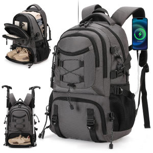 USB Climbing Backpack with Shoes Pack Travel Laptop Lightweight Rucksack Outdoor Camping Hiking Knapsack Sport Collage Schoolbag